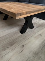 Salontafel Tendenza 3 - 0.80 x 1.20 tafelblad steigerhout, stalen x-poot | Quattro Design