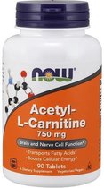 Now Foods Voedingssupplementen Acetyl L Carnitine, 750 mg (90 Tablets) - Now Foods