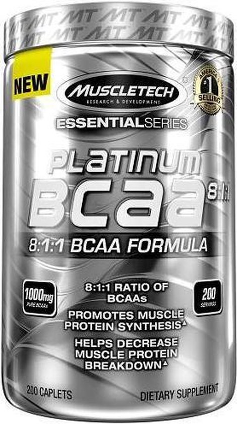 Muscletech Platinum BCAA - Met  Leucine, Isoleucine en Valine - Speciaal voor Bodybuilders - 200 capsules