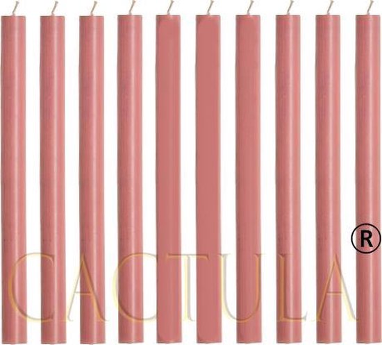 Cactula oud roze lange dinerkaarsen 30 cm diameter 2,1 | 10 stuks | 12 branduren