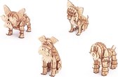 Bixorp-  Set Decoratieve Beeldjes van 4 Houten Honden- Modelbouwpakket