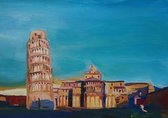 Steden Poster -  Pisa Toren Skyline Painted - Wandposter 60 x 40 cm