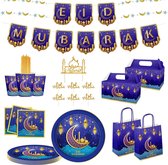 Partizzle 8 pers. Ramadan Eid Mubarak Feest Versiering - Slingers Wegwerp Servies Bekers Prikkers - Suikerfeest Decoratie 2023