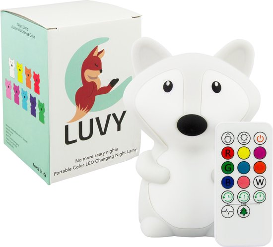 Luvy - Bébé - Enfants - Veilleuse - Renard - Veilleuse 9 couleurs - Éclairage LED - Siliconen - Batterie - Cadeau - Rechargeable - Dimmable