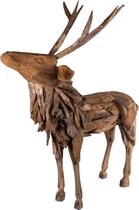 PTMD Xmas teak natural reindeer statue m