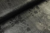 Snakeskin Zwart / Black - Slangenleer - Kunstleer - 100% Waterdicht - stoffering- tassen - Wanddecoratie - 3D print - Korting - op rol - per meter
