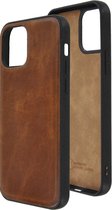 iPhone 12 Mini Case - iPhone 12 Mini étui en cuir véritable couverture arrière P Case Cognac Brown