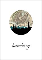 Steden Poster - Hamburg Skyline - Wandposter 60 x 40 cm