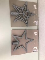 Kerstboom pieken - 2 stuks - zilver - open en met vormpjes