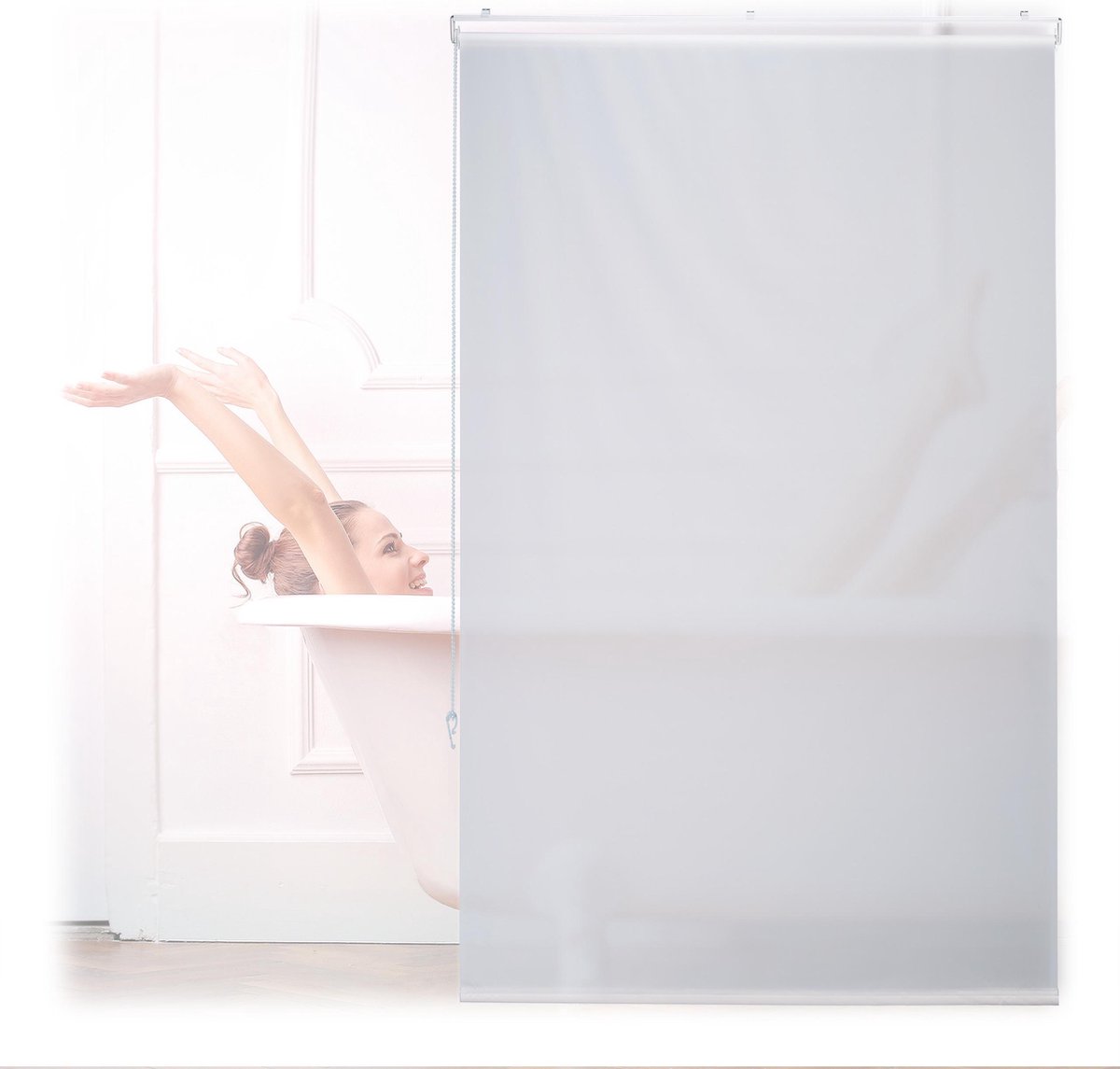 Relaxdays Douche rolgordijn wit - douchegordijn - gordijn bad & douche - waterafstotend - 100x240cm