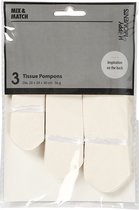 Pompon van papier, d 20+24+30 cm, 16 gr, off-white, 3 stuk/ 1 doos