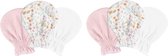 Per 3 paar | Baby (0-2 maanden) krabwantjes meisjes roze gebloemd | anti krabwanten newborn