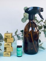 DIY Schoonmaak spray |Allesreiniger spray biologisch | Eucalyptus | Voordeelverpakking met 5 x navulling | Plasticvrije Allesreiniger | Amber Glas | 500ml