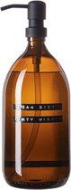 Wellmark afwaszeep 1000ml amber glas / zwart - 'clean dishes dirty wishes'