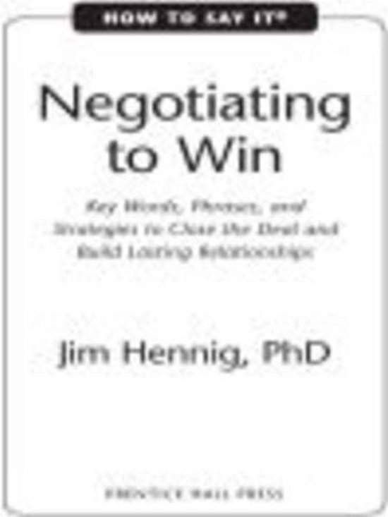 How to Say It: Negotiating to Win - cover