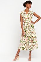 LOLALIZA Maxi jurk met luipaard print en bloemen - Roze - Maat 34