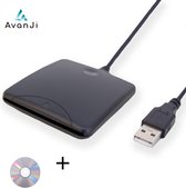 AvanJi Identiteitskaartlezer Incl Instructie CD - Kaartlezer identiteitskaart - eID kaartlezer identiteitskaart - voor Nederland & Belgie - Smart card reader - USB 2.0  eID kaartle