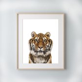 Poster Jungle / Safari Tijger - 40x30cm - Baby / Kinderkamer - Dieren Poster - Muurdecoratie