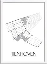 Tienhoven Plattegrond poster A2 + fotolijst wit (42x59,4cm) - DesignClaudShop