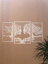 Gezichten Uit Taken En Boom | VAS Living Wanddecoratie | Muursticker | 3 Delen Wanddecoratie | Duurzaam | 120x70 CM