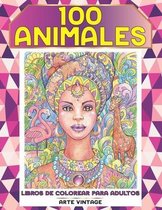 Libros de colorear para adultos - Arte vintage - 100 animales