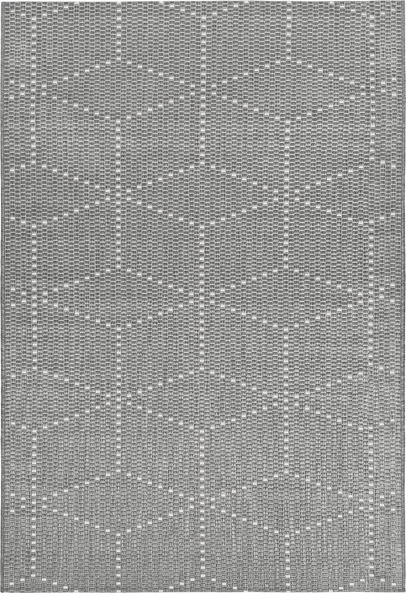 Vloerkleed POGO EC2002 Grijs - platgewoven voor BINNEN & BUITEN - 80cm x 140cm