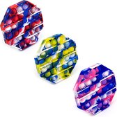 Allerion® Fidget Toy Pop-It - Set van 3 stuks - Tie Dye Bedrukking Print - Pop It - Fidget Toys verschillende kleuren - Concentratie speelgoed