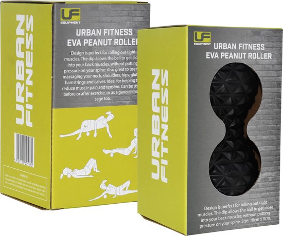 Urban Fitness massage roller EVA peanut zwart voor spierherstel. van Urban Fitness — afbeelding 2