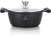 Herenthal - Gietaluminium Braadpan Hoog met Glazen deksel 24cm - Zwart
