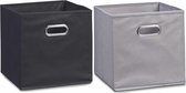 Set van 6x stuks opbergmanden/kastmanden 28 x 28 cm zwart en grijs - Van beide kleuren 3x stuks