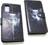 Samsung Galaxy S20 Zwart kat Print Portemonnee Wallet Case -TPU  hoesje met pasjes Flip Cover - Boek  beschermend Telefoonhoesje