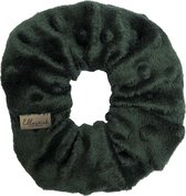 Ellastiek Scrunchie Donkergroene Minky Stof - Haarelastiekjes - Haar Accessoires Vrouwen - Wokkels - Scrunchies - Haarelastiekjes Scrunchie - Luxe kwaliteit - handgemaakte in Nederland - Haar