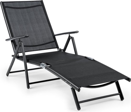 Modena ligstoel 64x85x170 cm aluminium/stalen buis - zwart