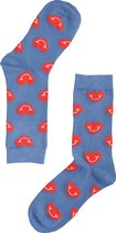 Hartjes Sokken met Smiley maat 36-40 – Blauw - Grappige Sokken