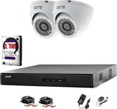 Hikvision DVR CCTV Kit avec 4 CH & 2 x Sony 1080p Full HD Caméras dôme (Blanc) avec 2,4 MP Imx323 Sony CMOS Full HD Tvi & objectif 3.6 mm 20 m IR 20 m Câbles BNC + disque dur de 1