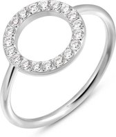 Twice As Nice Ring in edelstaal, cirkel, witte kristallen, 12 mm 54