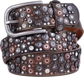 Riem met Sterren en Studs - Echt Leer / Leder - 85x3,5 cm - Brons