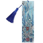 Diamond painting boekenlegger bloem blauw