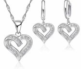 N3 Collecties 925 Sterling Zilveren Sieraden Elegant Cubic Zirkoon Hart Hangers Kettingen & Oorbellen Sieraden Sets