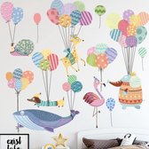 Muursticker | Dieren met ballonnen | Wanddecoratie | Muurdecoratie | Slaapkamer | Kinderkamer | Babykamer | Jongen | Meisje | Decoratie Sticker |