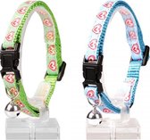 Duvo+ Kattenhalsband hartjes nylon Groen 20-30cm / 10mm, LET OP PER STUK, ALLEEN DE KLEUR GROEN WORD GELEVERD !!