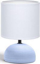 LED Tafellamp - Tafelverlichting - Aigi Conton 2 - E14 Fitting - Rond - Mat Blauw - Keramiek