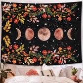 Ulticool - Maan Tarot Horoscoop Natuur Zodiac Bloemen - Wandkleed - 200x150 cm - Groot wandtapijt - Kinderkamer - Poster
