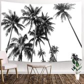 Ulticool - Beach Nature Retro Vintage Palm Tree Art Zwart Wit - Tapisserie - 200x150 cm - Groot tapisserie - Affiche