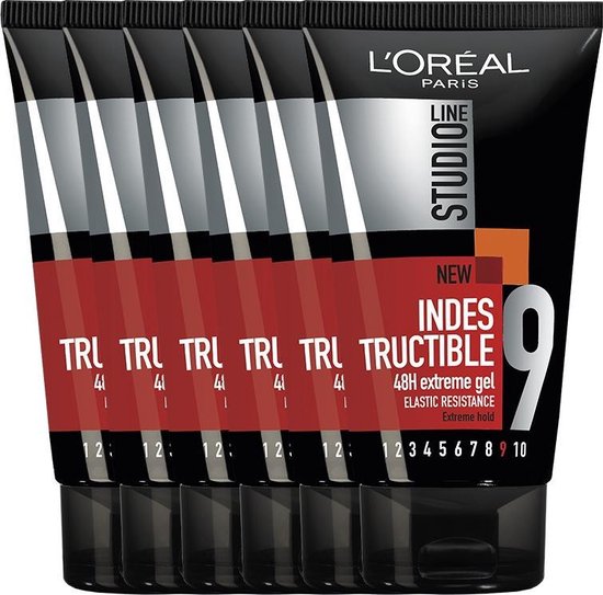 6x L'Oréal Studio Line Indestructible Gel 9 - 48H Extreme Gel 150 ml