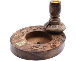 Kleiner Mango Holz Räuchergefäß - Messing Boeddha