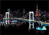 Kras Tekening Groot "Colorful City" Tokyo (41x29cm) | Krastekening Stad Janap | Krastekeningen pakket | Scratch Art / Painting | Kraskaarten | Krasfolie