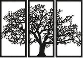 Drart - Levensboom  drie luik 120 cm x 83 cm - metalen wanddecoratie - inclusief zwarte schroeven