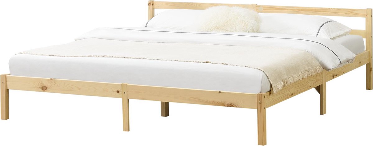 Houten bed Nakkila met bedbodem 180x200 cm houtkleurig