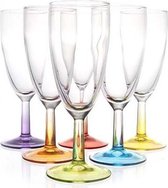 Crazy colors champagneglas - champagneglazen - 6 stuks